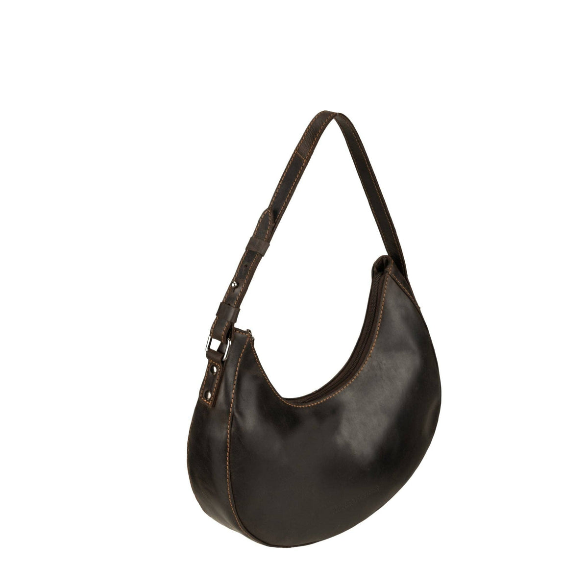 Selene Hobo Leather Shoulder Bag: Brown