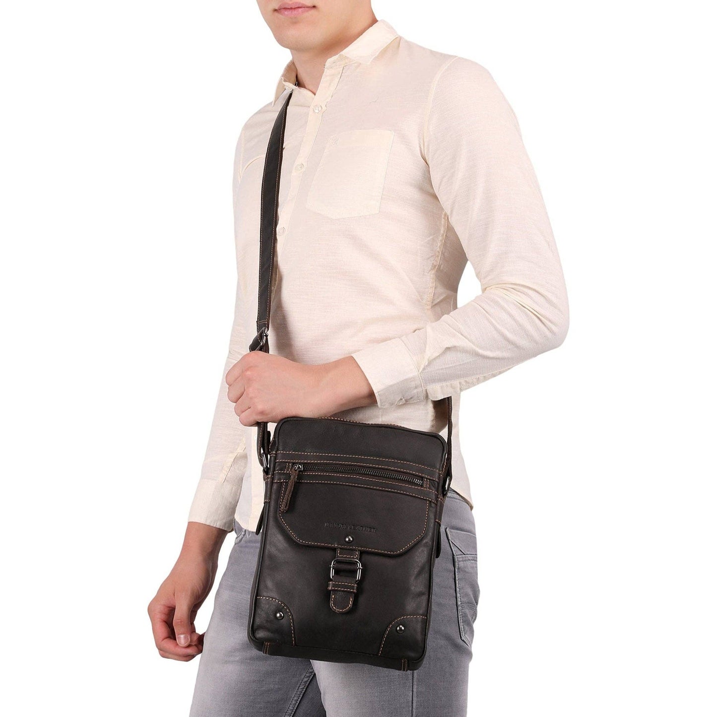 Denver Full-Grain Leather Crossbody Bag – Chestnut