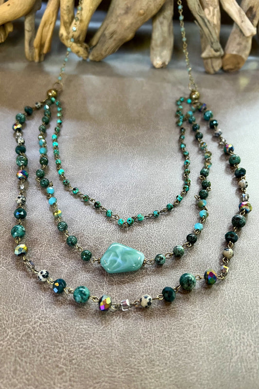Camden Convertible Beaded Necklace - African Turquoise, photo 1 of 3