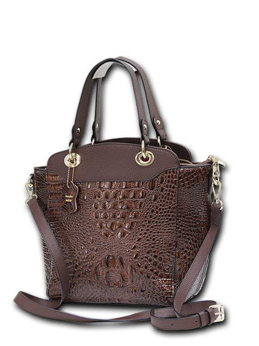 Candis Croco-Embossed Genuine Leather Satchel, photo 1 of 3