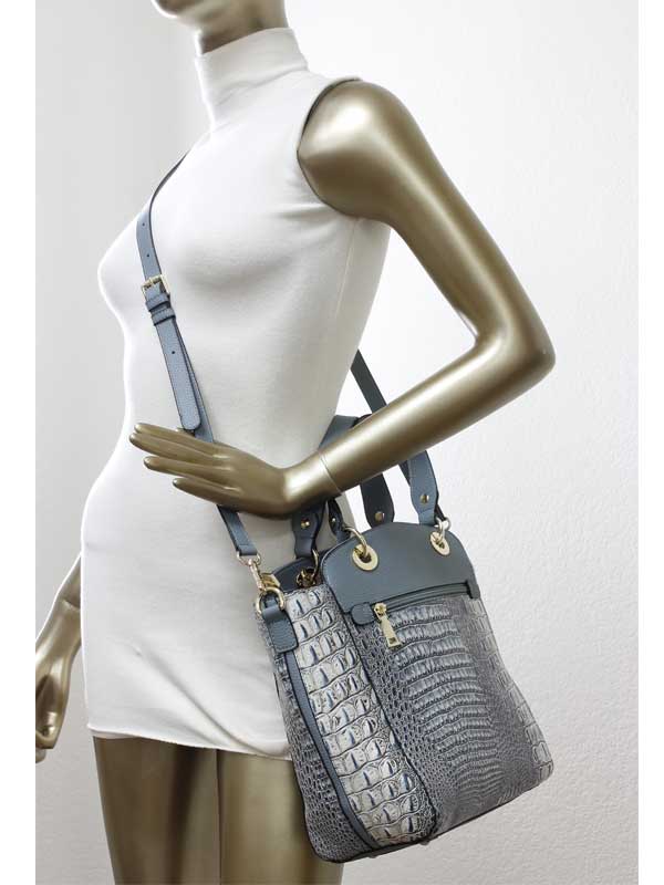 Candis Croco-Embossed Genuine Leather Satchel, photo 3 of 3