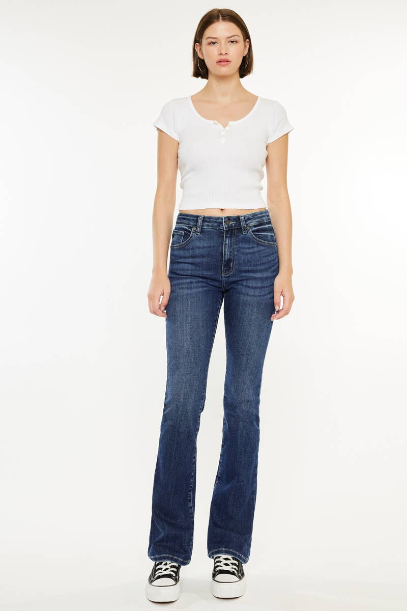 KAN CAN HIGH RISE SKINNY BOOTCUT JEANS-MEDIUM WASH