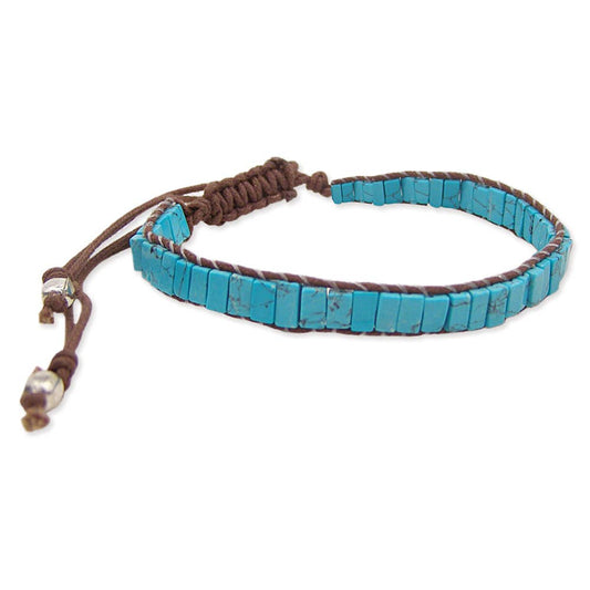 Square Turquoise Bead Pull Bracelet