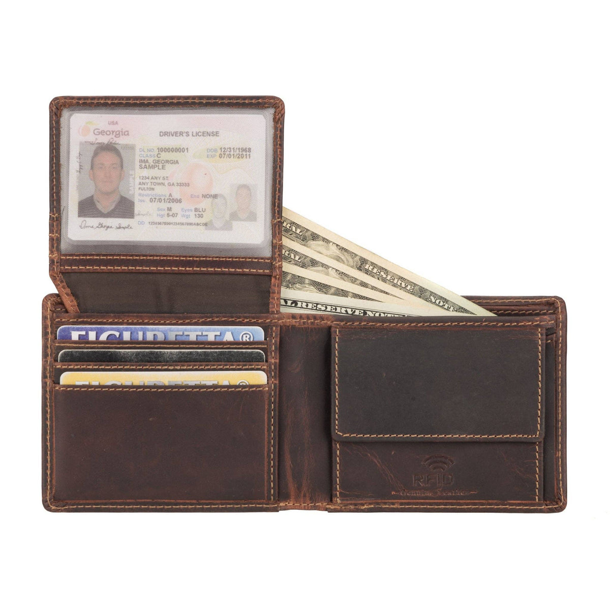 Charlie RFID Leather Bifold Wallet - Men's, Chestnut, photo 4 of 8