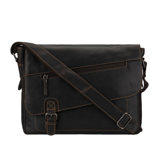 Chicago Full-Grain Leather Messenger Bag 14" - Brown, photo 1 of 7