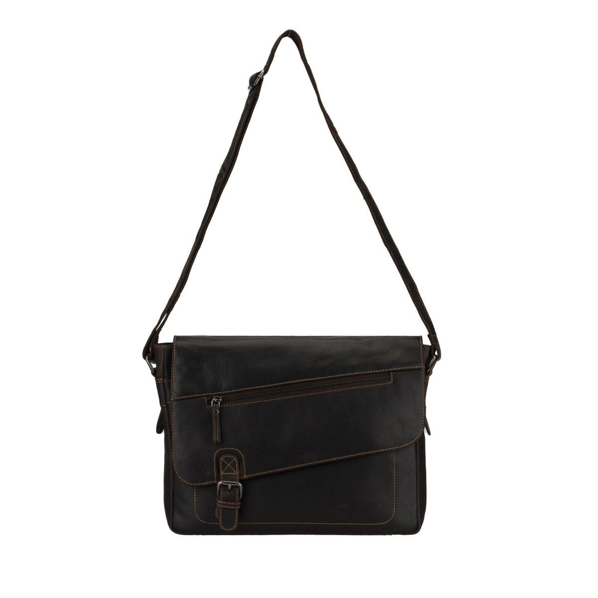Chicago Full-Grain Leather Messenger Bag 14" - Brown, photo 5 of 7