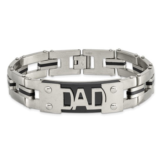 Stainless Steel "DAD" Bracelet - Black IP, photo 2 of 3