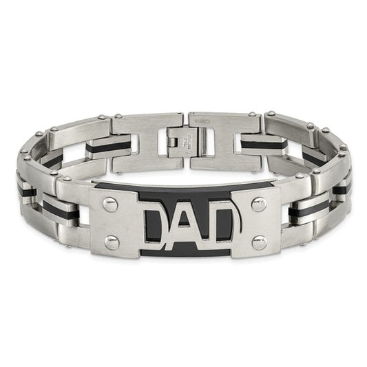 Stainless Steel "DAD" Bracelet - Black IP, photo 2 of 3