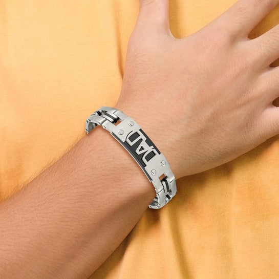 Stainless Steel "DAD" Bracelet - Black IP, photo 3 of 3