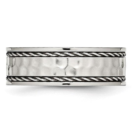 Stainless Steel Hammered Comfort-Fit Band - 8mm, photo 2 of 3