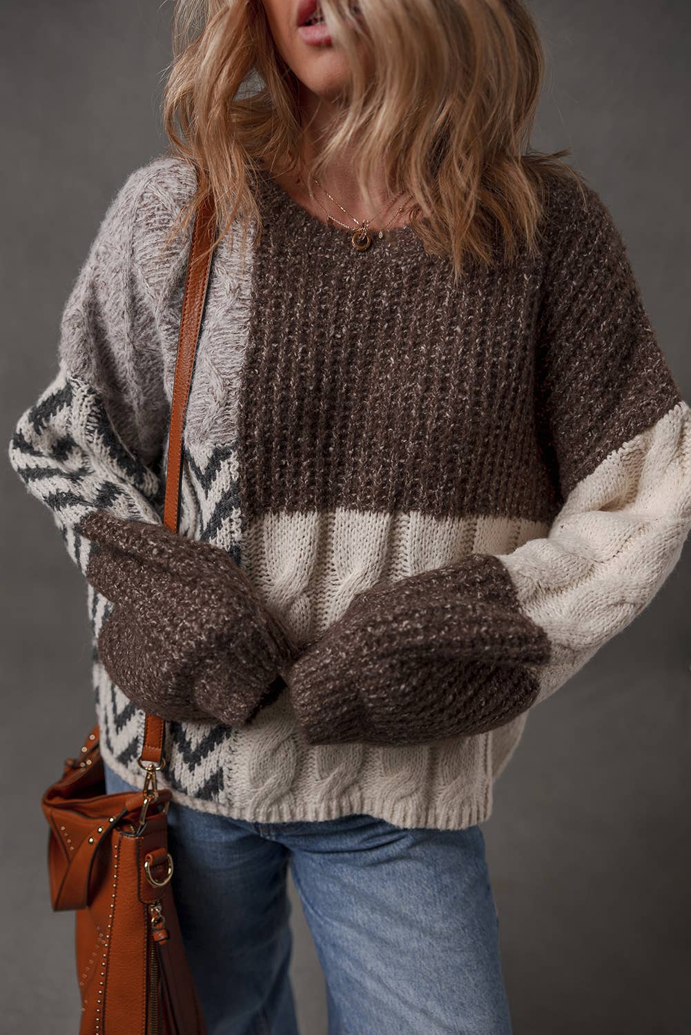 Color Block Patchwork Knotted-Back Sweater, photo 1 of 5