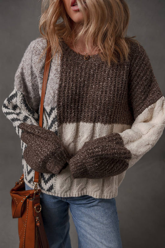 Color Block Patchwork Knotted-Back Sweater, photo 1 of 5