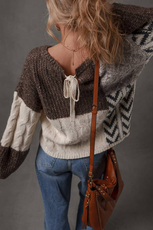 Color Block Patchwork Knotted-Back Sweater, photo 2 of 5