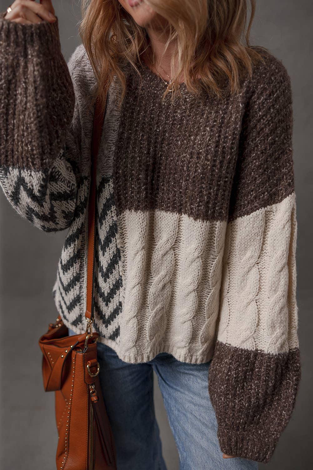 Color Block Patchwork Knotted-Back Sweater, photo 3 of 5