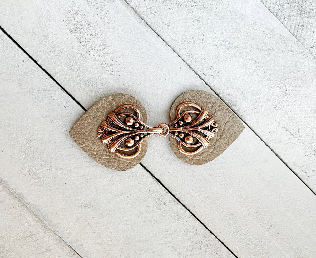 KardiKlips Cinch Clip - Copper on Champagne Leather, photo 1 of 5
