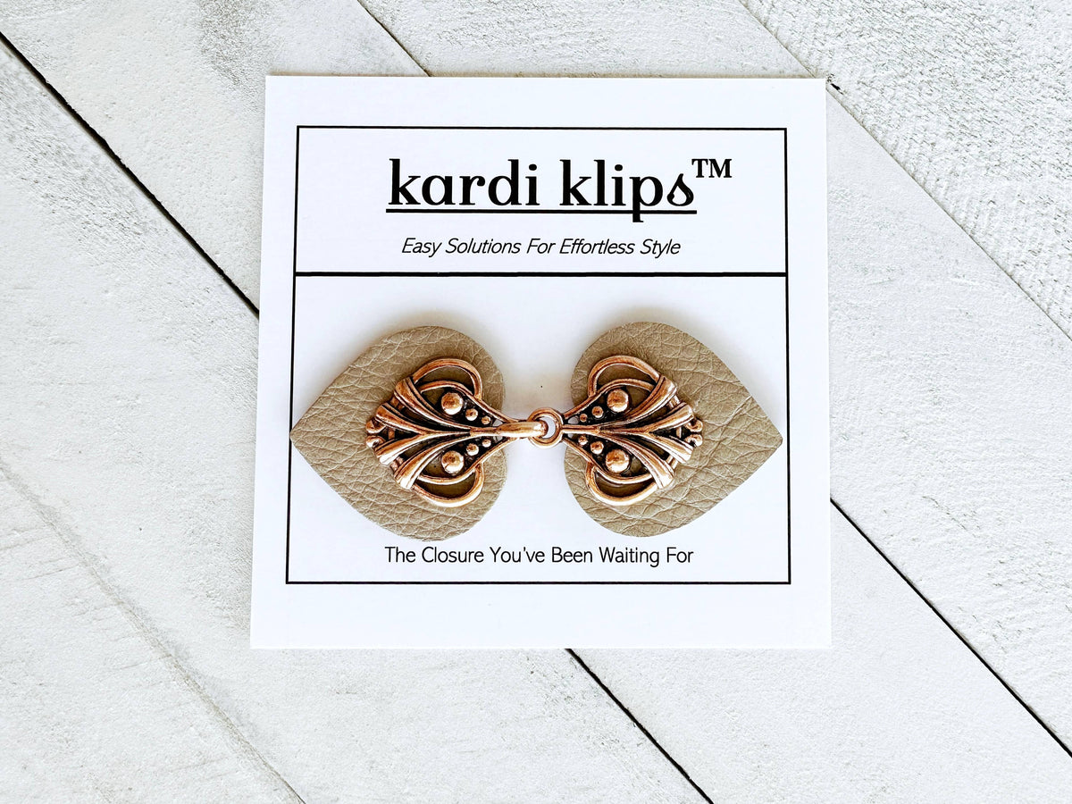 KardiKlips Cinch Clip - Copper on Champagne Leather, photo 3 of 5
