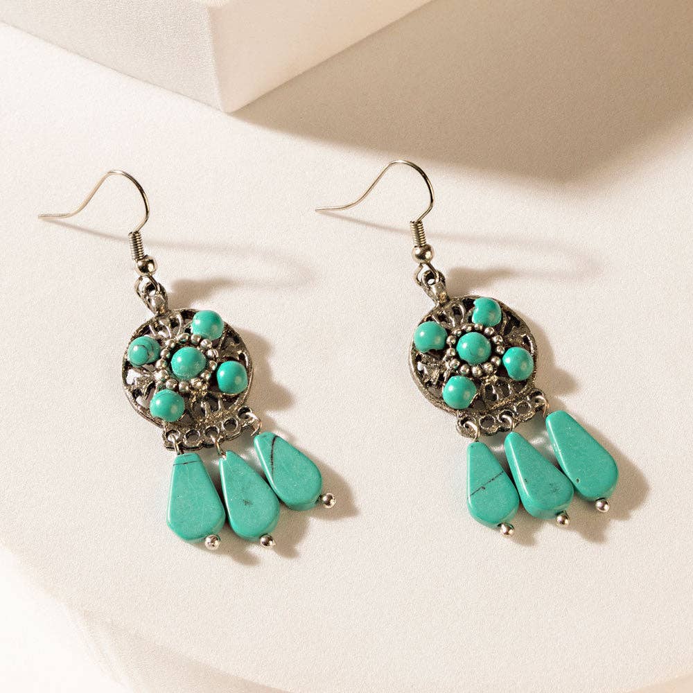 Coppertrail Turquoise Drop Earrings - Cactus Blue