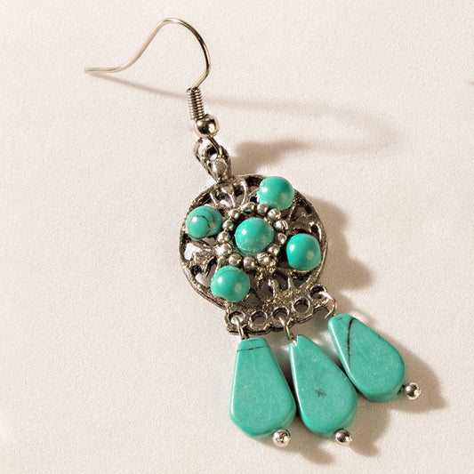 Coppertrail Turquoise Drop Earrings - Cactus Blue, photo 2 of 2