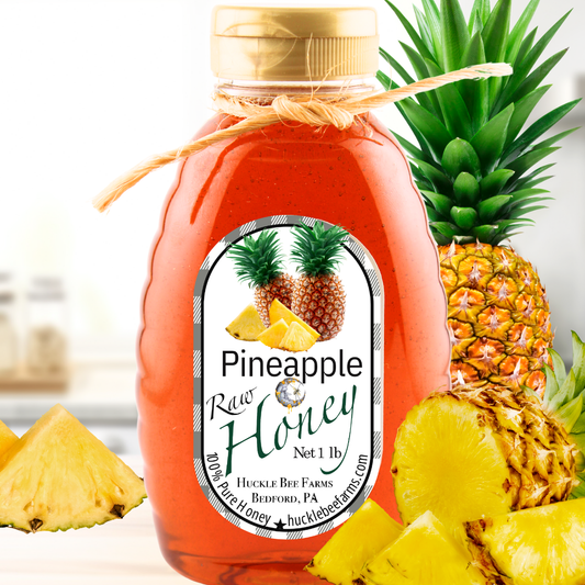 Pineapple Infused Raw Honey: 1 lb Bottle