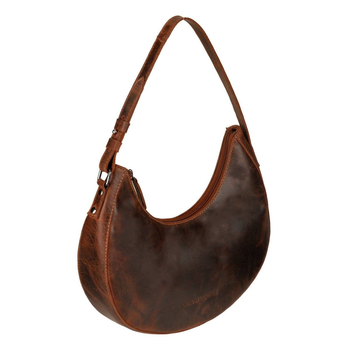 Selene Hobo Leather Shoulder Bag: Brown