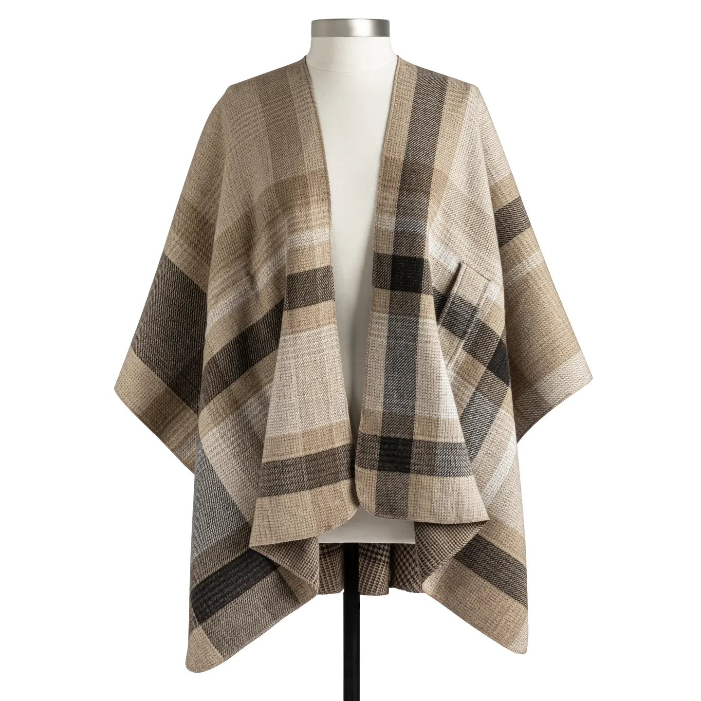 Plaid Reversible Camel Wrap - 46x70in