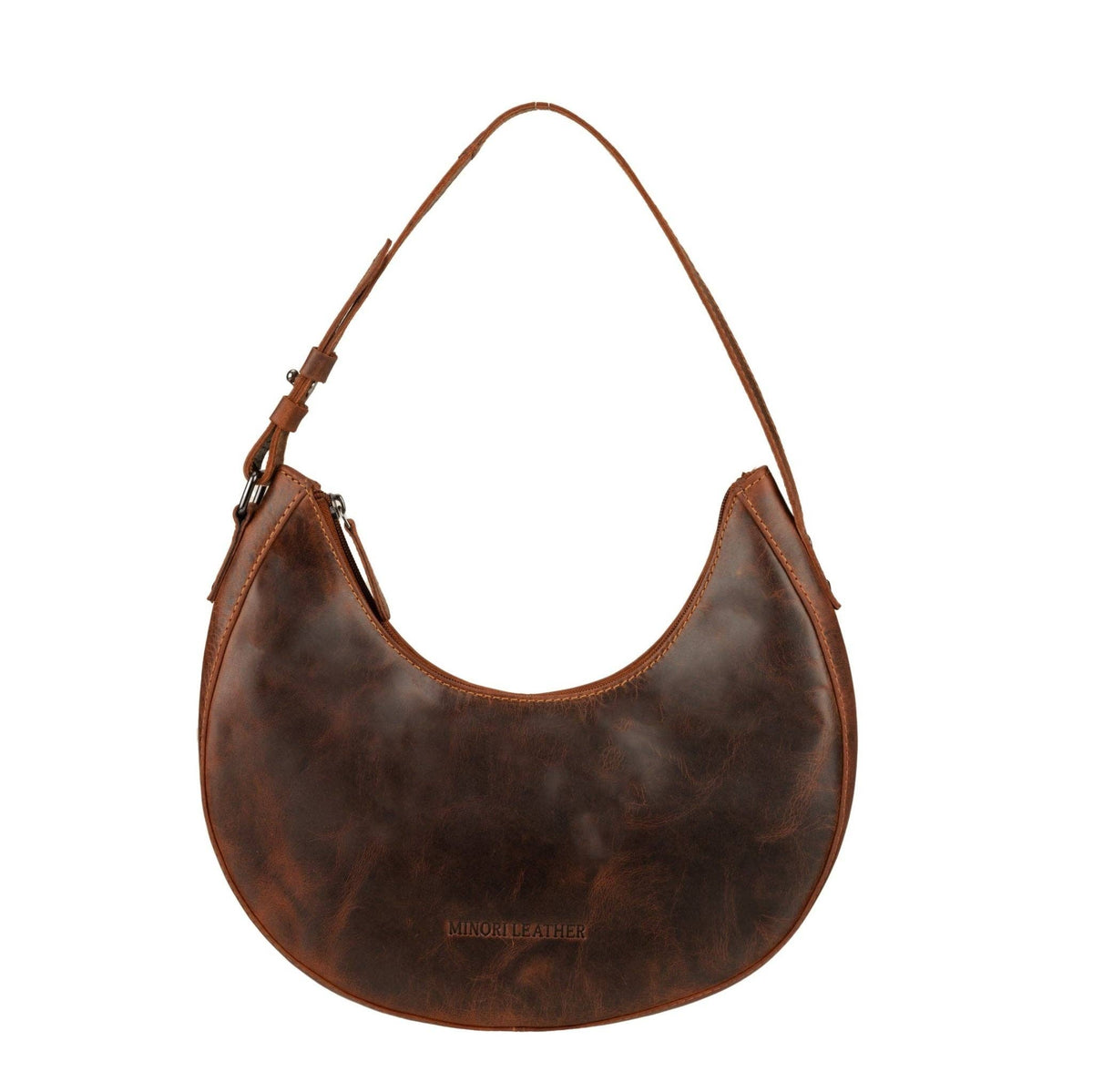 Selene Hobo Leather Shoulder Bag: Brown