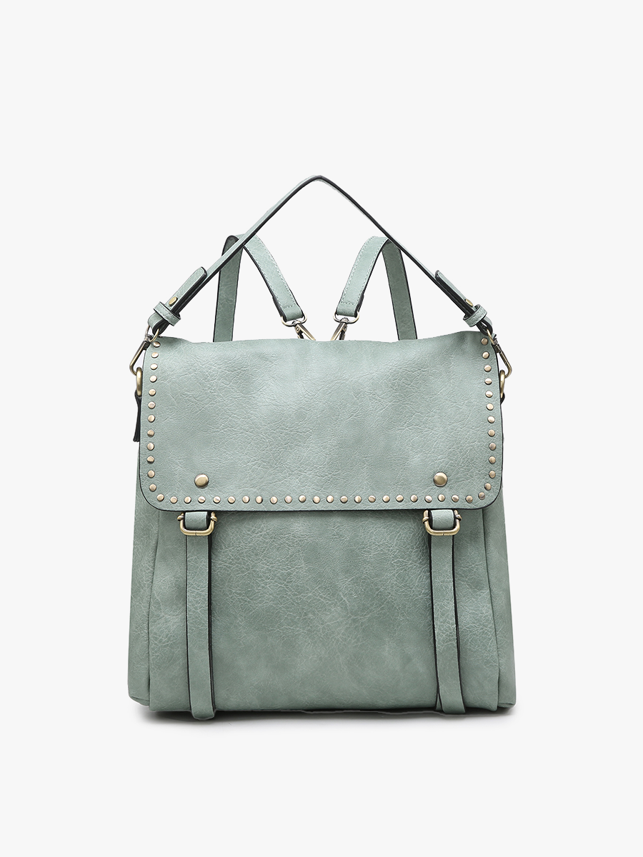 Indigo Backpack w/ Studded Details: Light Teal