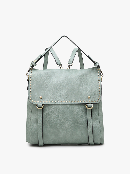 Indigo Backpack w/ Studded Details: Light Teal