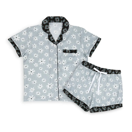 Short Sleeve & Shorts Pajama Set - Gray Daisy, photo 1 of 2