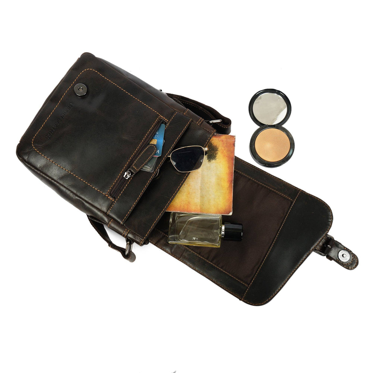 Dallas Leather Crossbody Bag - Brown Unisex, photo 3 of 8