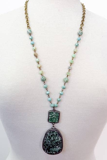 Darby Long Pendant Necklace - African Turquoise