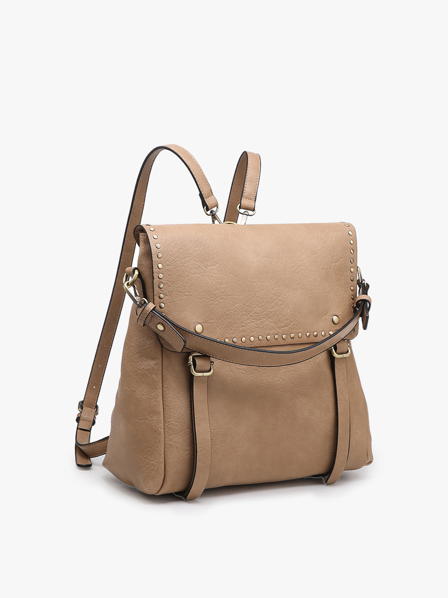 Indigo Backpack w/ Studded Details: Light Teal