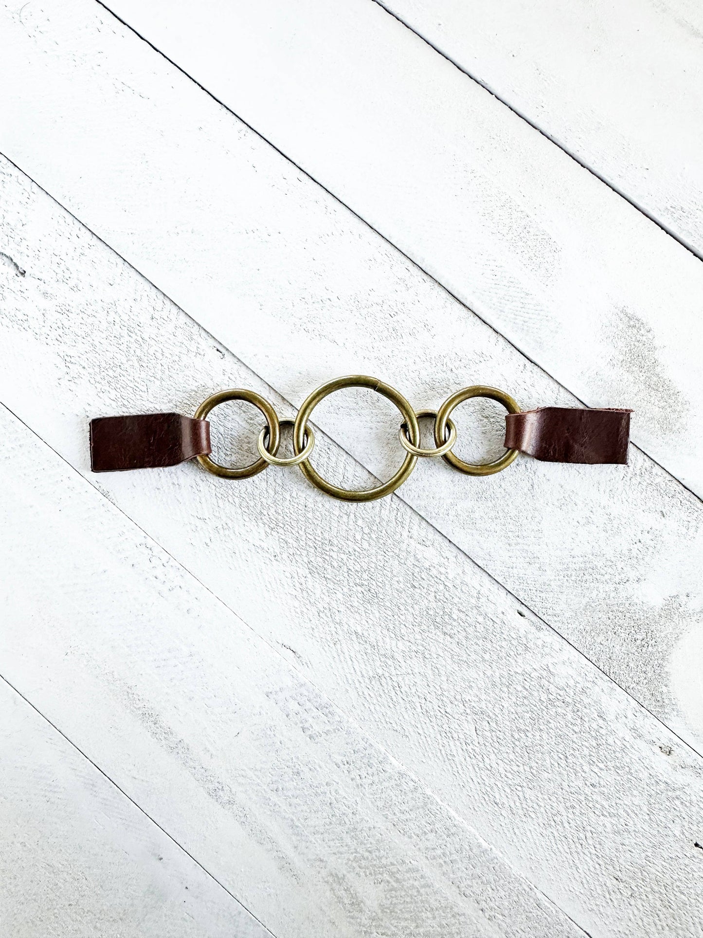 Bronze Rings Cinch Clip for Clothes, Belt Alternative: Brown