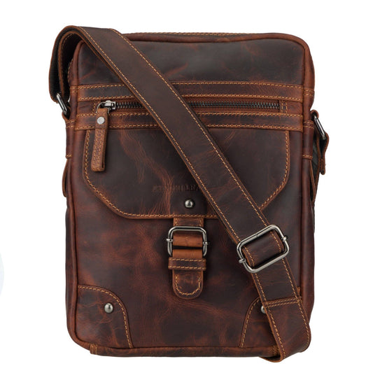 Denver full-grain leather crossbody bag in chestnut by Minori Leather