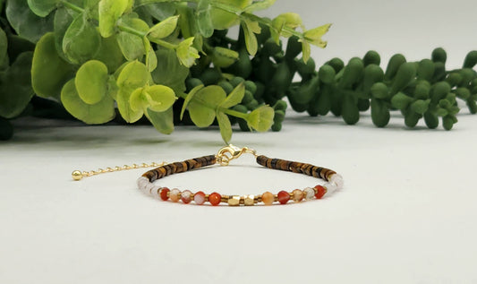 "Depression Support" Gemstone Bracelet - Carnelian, Rose Quartz & Tiger Eye, photo 1 of 5