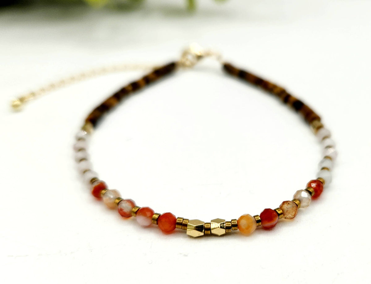 "Depression Support" Gemstone Bracelet - Carnelian, Rose Quartz & Tiger Eye, photo 3 of 5