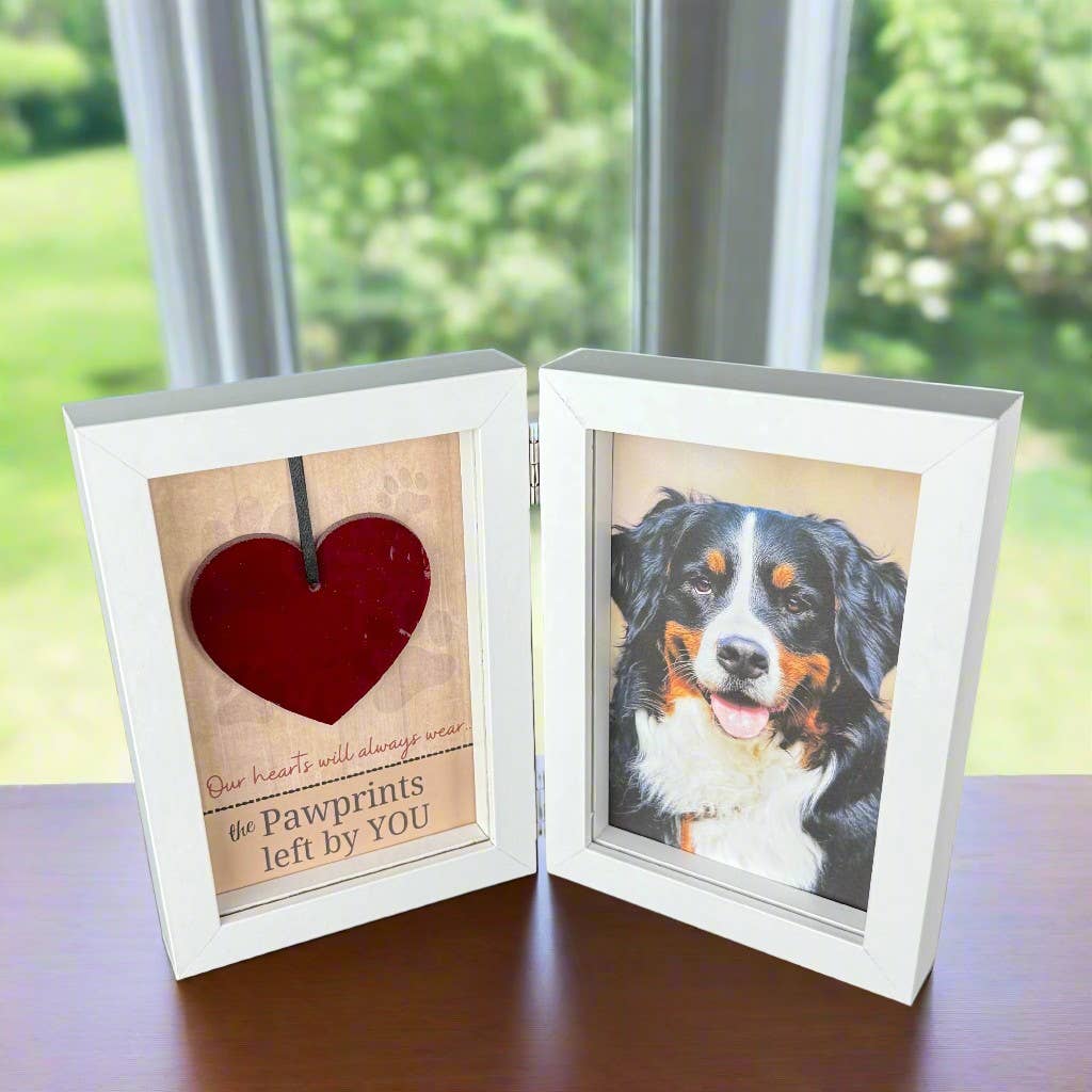 Pawprints Left By You Memorial Frame w/ Glass Heart 8108