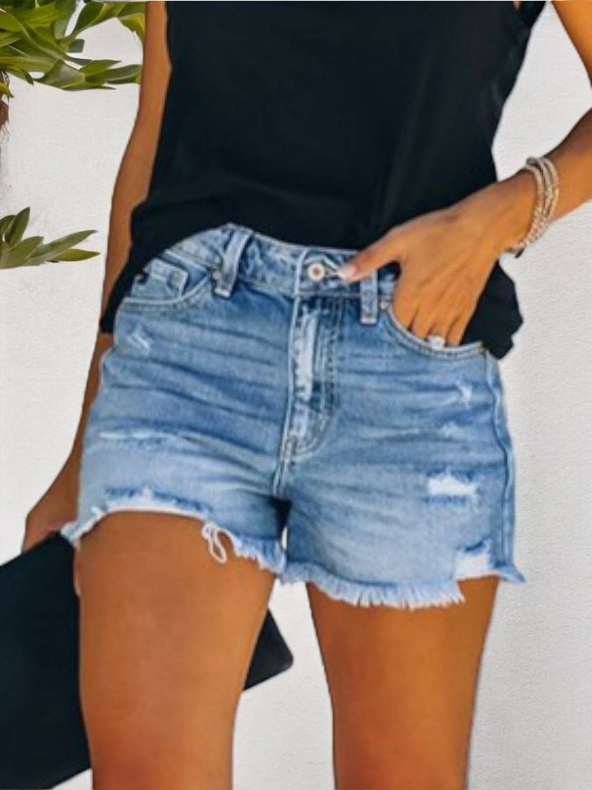 Distressed Frayed-Hem Denim Shorts, photo 2 of 4
