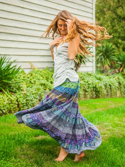Tiered Panel Boho Skirt - Multi, rayon, photo 2 of 3