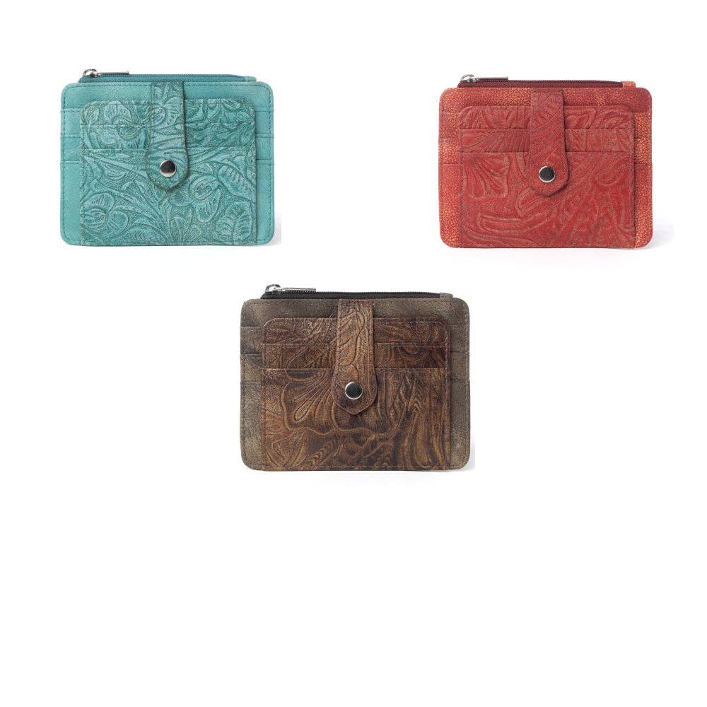 Driftwood Cove Embossed Leather RFID Card Holder