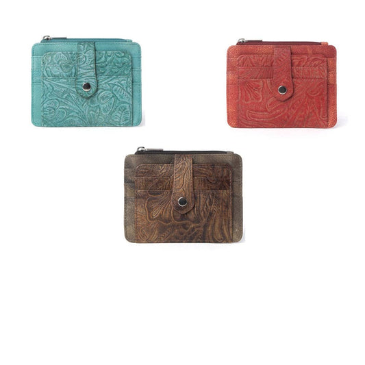 Driftwood Cove Embossed Leather RFID Card Holder