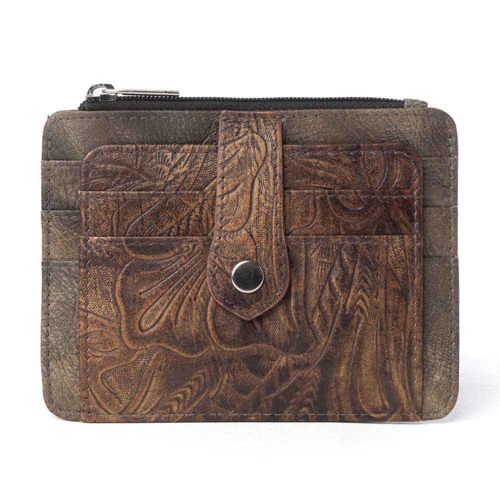 Driftwood Cove Embossed Leather RFID Card Holder, photo 6 of 13