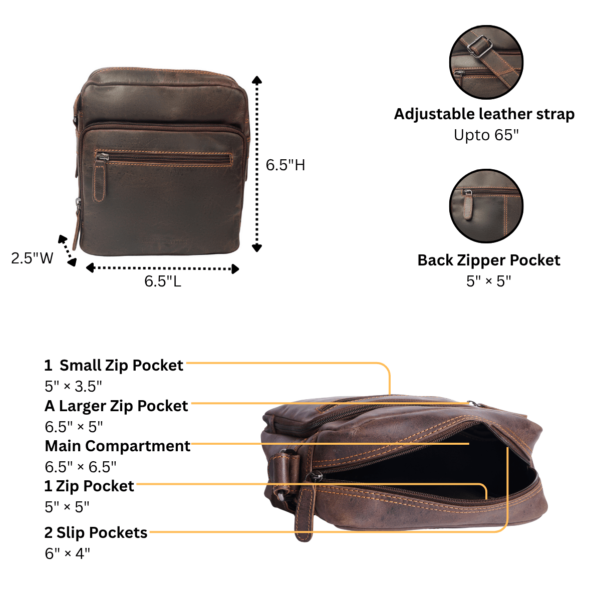 Cove Leather Crossbody Bag – Unisex – Brown