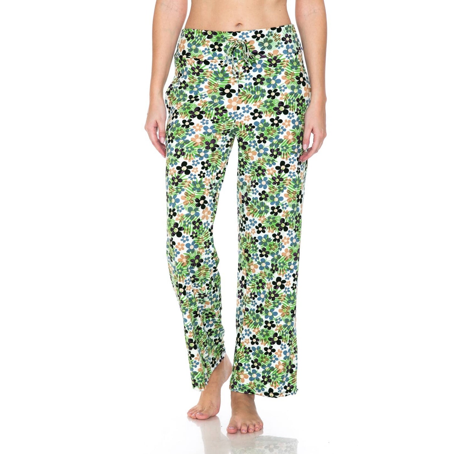 Buttery Soft Print Lounge Pants with Drawstring Flowers