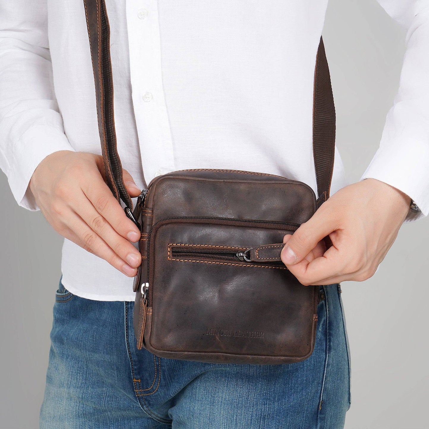 Cove Leather Crossbody Bag – Unisex – Brown