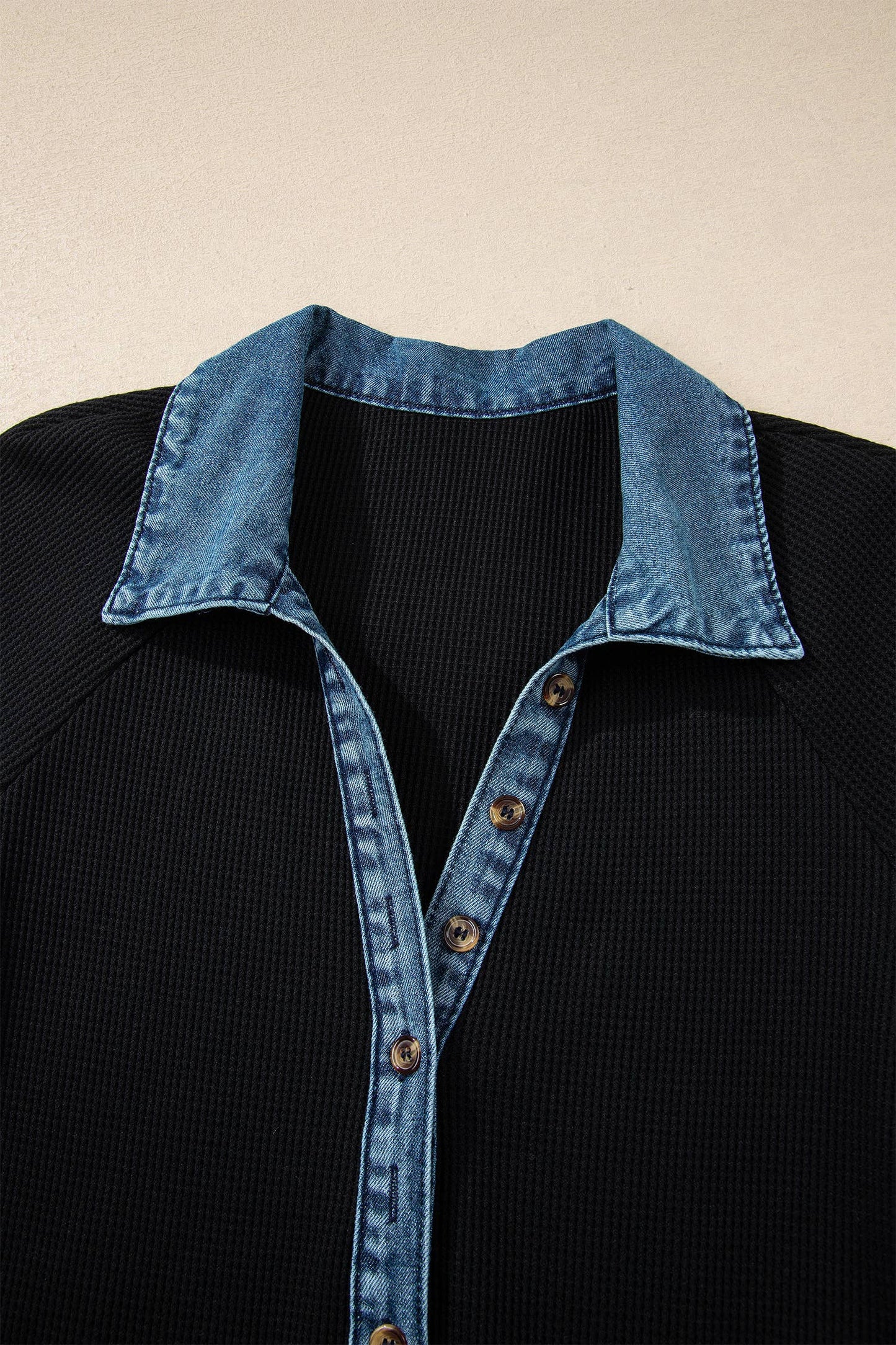 Knit Denim Contrast Trim Patchwork Dress