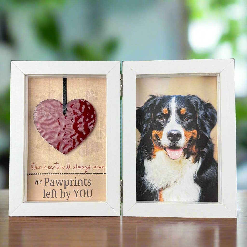 Pawprints Left By You Memorial Frame w/ Glass Heart 8108