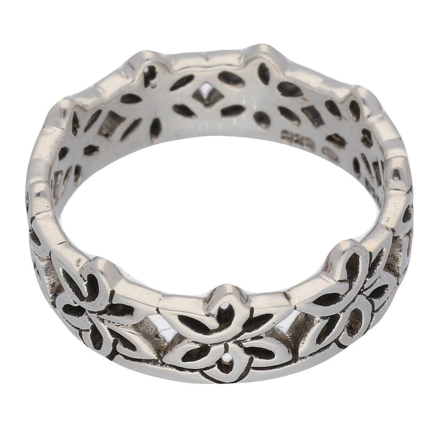 Celtic Flower Crown Sterling Silver Band Ring: Size 10