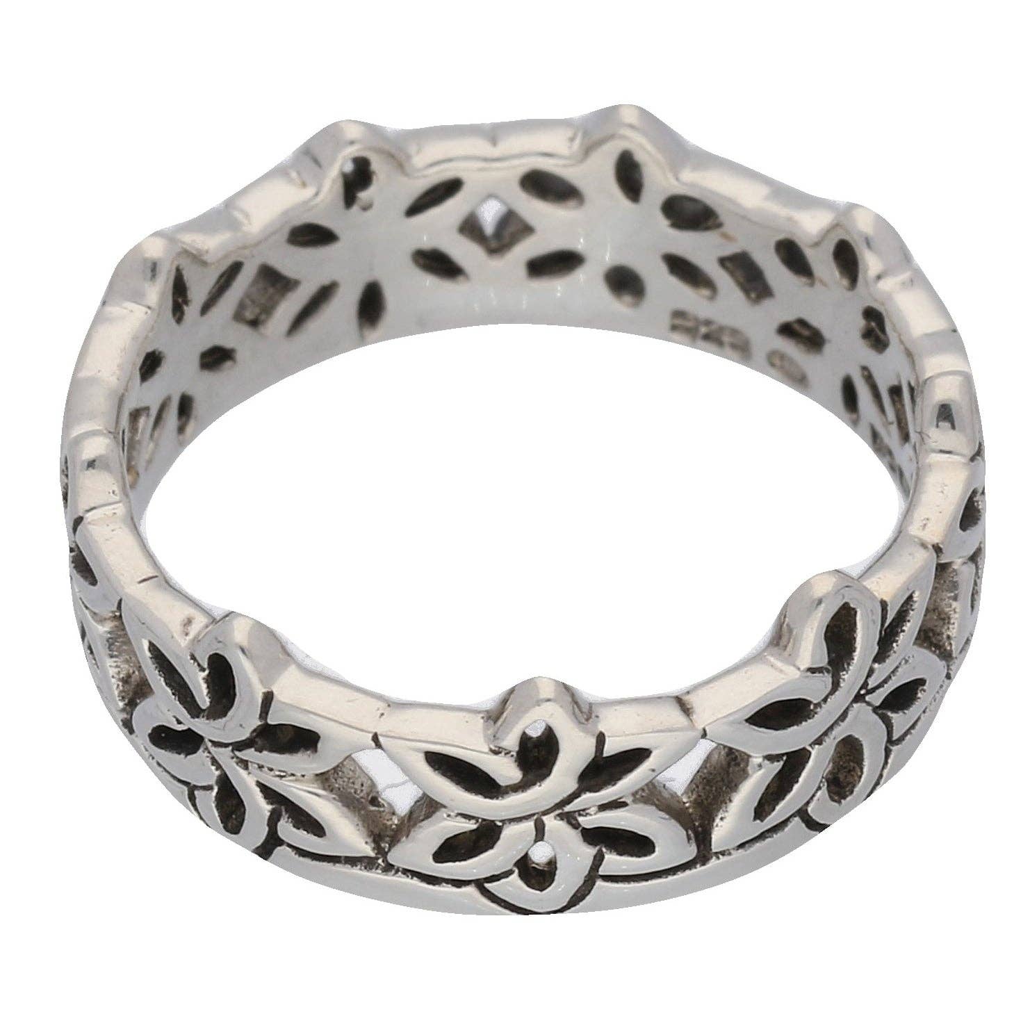 Celtic Flower Crown Sterling Silver Band Ring: Size 10