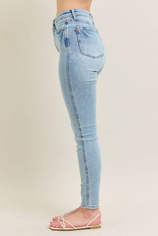 Mid Rise Tummy Control Vintage Wash Skinny